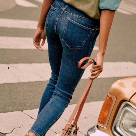 Sezane Blue Jeans Perfect Slim 7/8 Dark Blue Skinny Size 29 - Picture 3 of 13